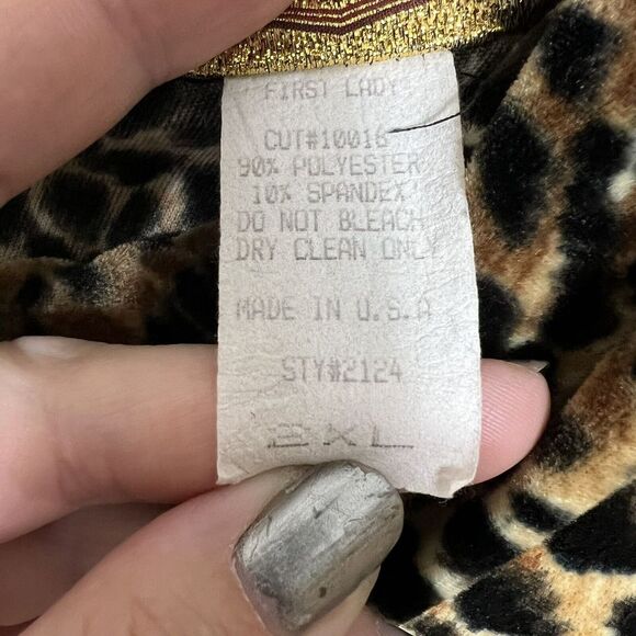 First Lady Jackie And Julian Maxi Dress 2XL Cheetah Mock Neck Mermaid 60s 70s - Picture 4 of 16